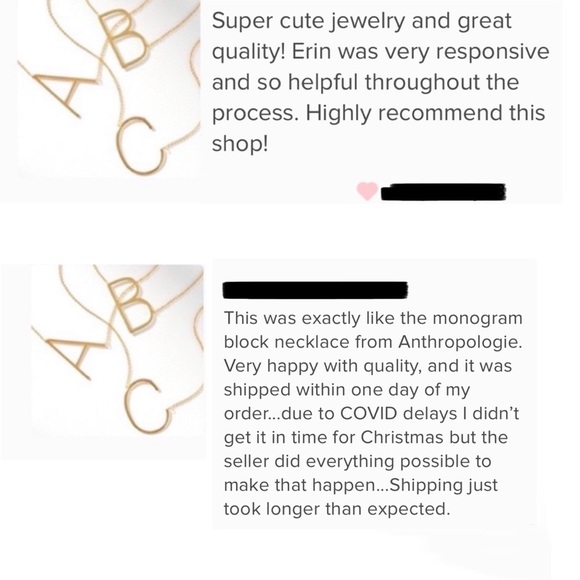 🍒3/$30 New Gold Block Monogram Necklace - Picture 9 of 10